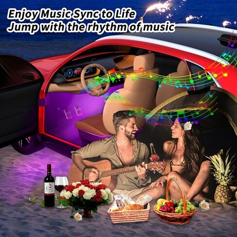 أضواء LED للسيارة، أضواء داش لشريط أضواء النيون الداخلي للسيارة مع التحكم في التطبيق، أضواء LED تحت لوحة القيادة RGB مع وضع الموسيقى مليون لون DIY in Kuwait