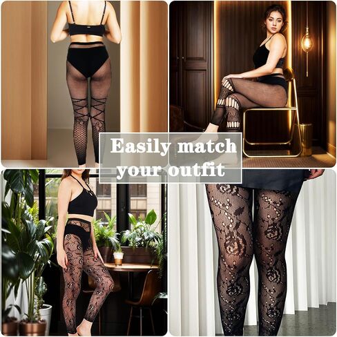 PreuveDe 6 Pairs Fishnet Tights Stockings for Women Black Mesh Tights Net Stockings Sexy Fishnets Leggings for Party in Saudi Arabia