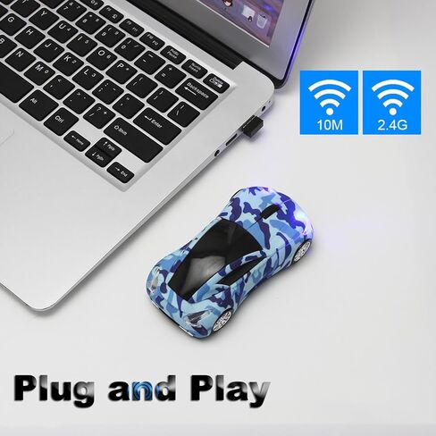 ماوس لاسلكي، ماوس كمبيوتر رياضي رائع على شكل سيارة، ماوس USB 2.4 جيجا هرتز مع مصابيح أمامية، ماوس ضوئي 1600 نقطة في البوصة، ماوس ألعاب محمول مع جهاز استقبال USB للكمبيوتر المحمول، المكتب، المنزل in Kuwait