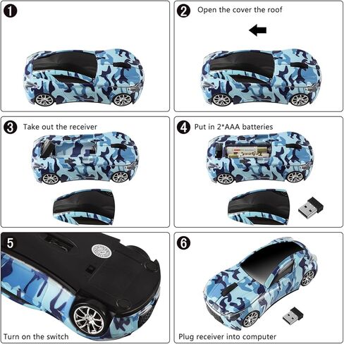 ماوس لاسلكي، ماوس كمبيوتر رياضي رائع على شكل سيارة، ماوس USB 2.4 جيجا هرتز مع مصابيح أمامية، ماوس ضوئي 1600 نقطة في البوصة، ماوس ألعاب محمول مع جهاز استقبال USB للكمبيوتر المحمول، المكتب، المنزل in Kuwait