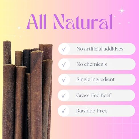 أعواد الكولاجين الطبيعية من BFF Pet Supply - أعواد مضغ للكلاب مقاس 6 بوصات - 100% من لحم البقر الذي يتغذى على العشب، رائحة منخفضة، مكون واحد، مكافآت خالية من الجلود الخام - 5 قطع in Kuwait