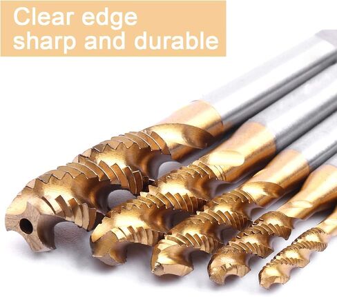 صنبور فلوت حلزوني من ATOPLEE، 5 قطع مطلية بالتيتانيوم HSS 6542 مجموعة صنبور آلة مترية M3 M4 M5 M6 M8 [5 أحجام] in Kuwait