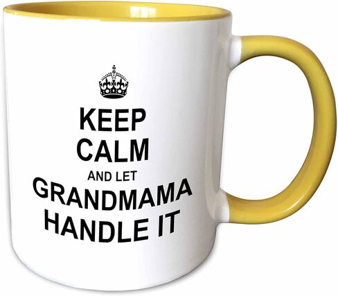 3dRose Keep Calm ودع الجدة تتعامل مع الأمر الممتع والجدة المضحكة، كوب أسود، 11 أونصة in Kuwait