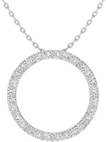 Diamondere Natural and Certified Diamond Circle Necklace in 14k Solid Gold | 0.21 Carat Pendant with Chain in Saudi Arabia