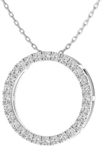 Diamondere Natural and Certified Diamond Circle Necklace in 14k Solid Gold | 0.21 Carat Pendant with Chain in Saudi Arabia