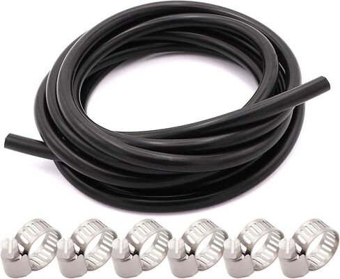 1/8 بوصة خرطوم أنابيب فراغ السيليكون خط 10FT 130PSI أقصى ضغط أسود (معرف 3 مم) مع مشابك خرطوم تروس دودة من الفولاذ المقاوم للصدأ in Kuwait