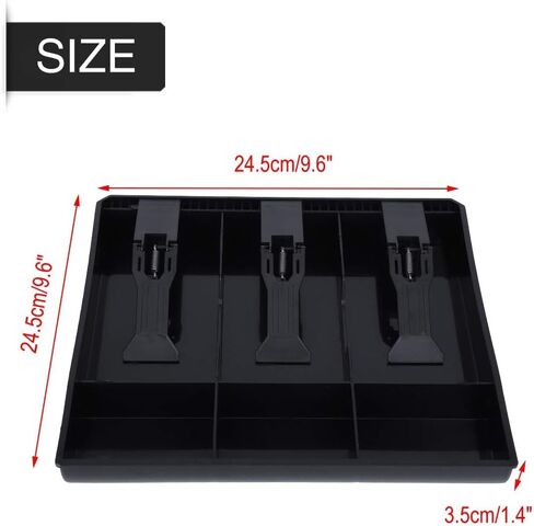 YWBL-WH Cash Drawer Register Insert Tray Replacement Coin Cashier Tidy 3 Bills 3 Coins Removable Money Storage Box 9.6 x 9.6 x 1.4 inch - White & Black(Black), Parts Box in Saudi Arabia