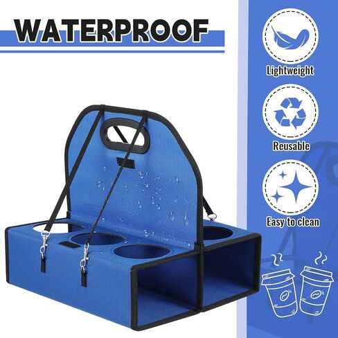 Ziliny 2 Pcs Portable Drink Carrier with 6 Cup Holders, Reusable Insulated Coffee Cup Carriers for Drinks Coffee Wine Cocktails Hot and Cold Beverages Delivery Take Out(Blue) in Saudi Arabia