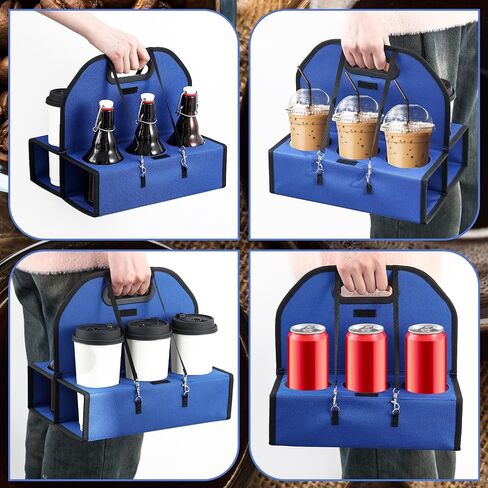 Ziliny 2 Pcs Portable Drink Carrier with 6 Cup Holders, Reusable Insulated Coffee Cup Carriers for Drinks Coffee Wine Cocktails Hot and Cold Beverages Delivery Take Out(Blue) in Saudi Arabia