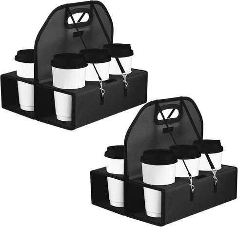 Ziliny 2 Pcs Portable Drink Carrier with 6 Cup Holders, Reusable Insulated Coffee Cup Carriers for Drinks Coffee Wine Cocktails Hot and Cold Beverages Delivery Take Out(Blue) in Saudi Arabia