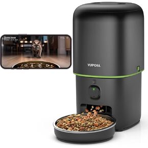 Yuposl Automatic Cat Feeders with Camera - 5G WiFi App Control 1080 HD Video with Night Vision, 2-Way Audio 8cup/68oz Cat Food Dispenser Easy to Use and Clean, Timed Pet Feeder Also for Dogs in Kuwait