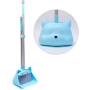 28'' Kids Mini Broom and Dustpan Set - Toddler Cleaning Toy, Toddler Household Helper, Parent-Child Interactive Play Cleaning Tool, Cute Cartoon Design, Small Safe Corner Broom (Blue Bubble) in Kuwait