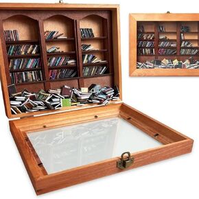 Mini Anxiety Bookshelf – Wooden Display Cabinet with 200 Mini Books, Shake Away Stress and Anxiety, Ideal for Home Decor, Office Décor in Saudi Arabia