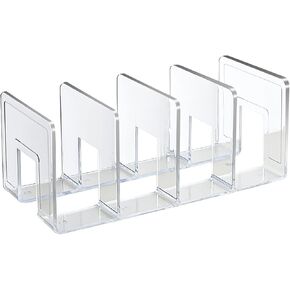 SAYEEC Acrylic File Sorter, Clear File Holder Acrylic Desk Organizer, Sturdy Desktop Files Organizer Files Folder Holder Rack for Envelopes Mail Letter Paper Notebook Electronics (4 Sections, 1 Pack) in Kuwait