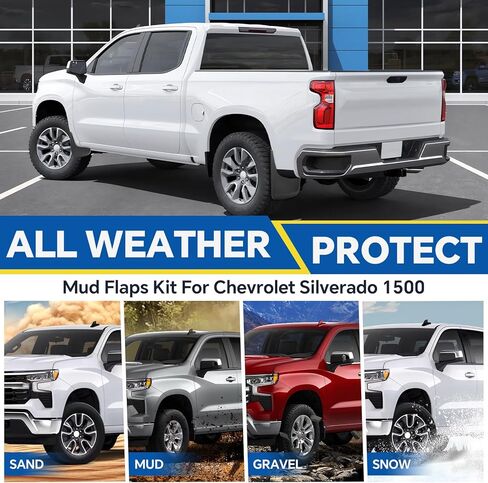 Mud Flaps for 2025 2024 2023 2022 2021 2020 2019 Chevy Silverado 1500 Accessories Heavy Duty Front & Rear Mud Splash Guards (NOT FITS ZR2, LT Trail Boss, Custom Trail Boss), Non-Drilling in Saudi Arabia