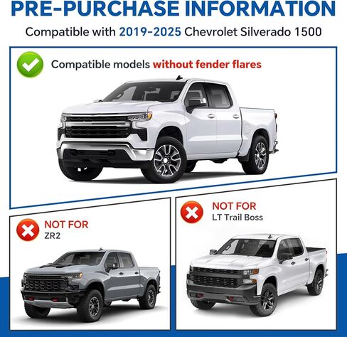 Mud Flaps for 2025 2024 2023 2022 2021 2020 2019 Chevy Silverado 1500 Accessories Heavy Duty Front & Rear Mud Splash Guards (NOT FITS ZR2, LT Trail Boss, Custom Trail Boss), Non-Drilling in Saudi Arabia