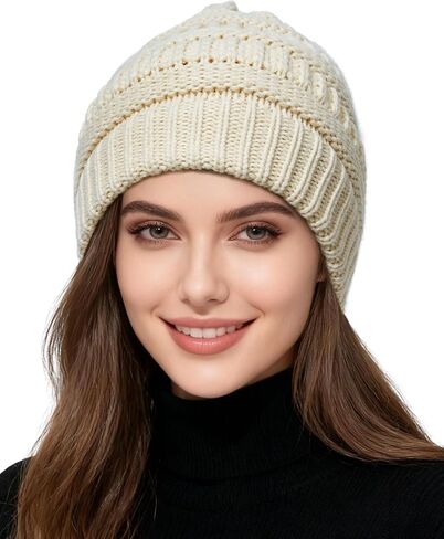 ACECHA Satin Lined Beanie Hat for Women Men - Thermal Winter Hats, Warm Stretchy Knit Skull Cap for Cold Weather in Kuwait