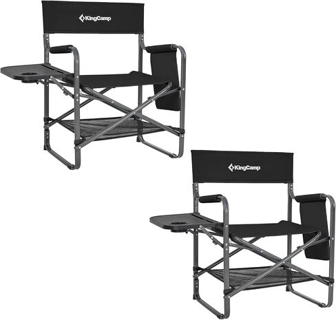 كرسي تخييم قابل للطي من KingCamp، مقعد مدير عالي التحمل للبالغين في الخارج، كراسي حديقة محمولة مع طاولة جانبية قابلة للتنفس شبكية خلفية مدمجة للرياضات الخارجية in Kuwait