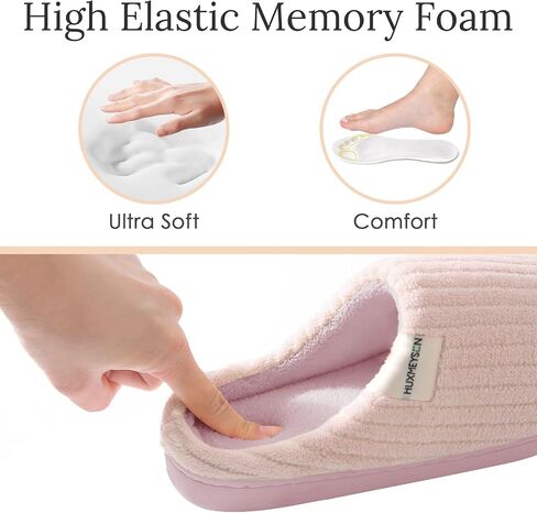 HUXMEYSON Womens Slippers Fuzzy House Slippers, Cozy Slippers for Women Indoor Fluffy Outdoor Slippers with Anti-Skid Sole in Saudi Arabia