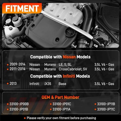33100-JP11C مجموعة حافظة نقل جديدة متوافقة مع Nissan Murano 2009-2014، Infiniti JX35 2013 3.5L V6 CVT AWD، استبدال وحدة نقل الطاقة # 33100-JP11A، 33100-JP01B، 33100-JP00B in Kuwait