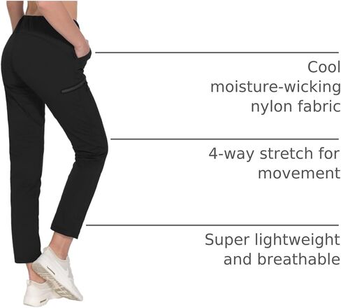 Little Donkey Andy Women's Ultra-Stretch Quick Dry Lightweight Ankle Pants Drawstring Active Travel Hiking in Kuwait