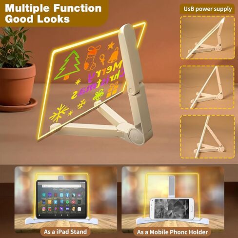 LumiBoard LED Drawing Board - Large 15.7x11.8 inches Light Up Acrylic Drawing Board with 7 Colors & Dimmable Glow, Dual Power LED Note Board for Kids, Home, School, Restaurant, Bar in Kuwait