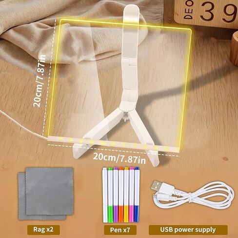 LumiBoard LED Drawing Board - Large 15.7x11.8 inches Light Up Acrylic Drawing Board with 7 Colors & Dimmable Glow, Dual Power LED Note Board for Kids, Home, School, Restaurant, Bar in Kuwait