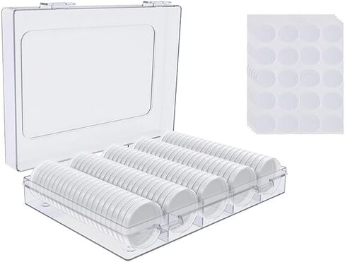 100 Coins Plastic Capsule Holder - for Collectors Round 30mm Coin Collecting Supplies with Storage Box in Saudi Arabia