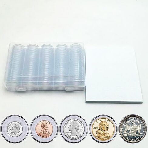 100 Coins Plastic Capsule Holder - for Collectors Round 30mm Coin Collecting Supplies with Storage Box in Saudi Arabia