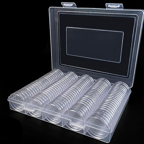 100 Coins Plastic Capsule Holder - for Collectors Round 30mm Coin Collecting Supplies with Storage Box in Saudi Arabia