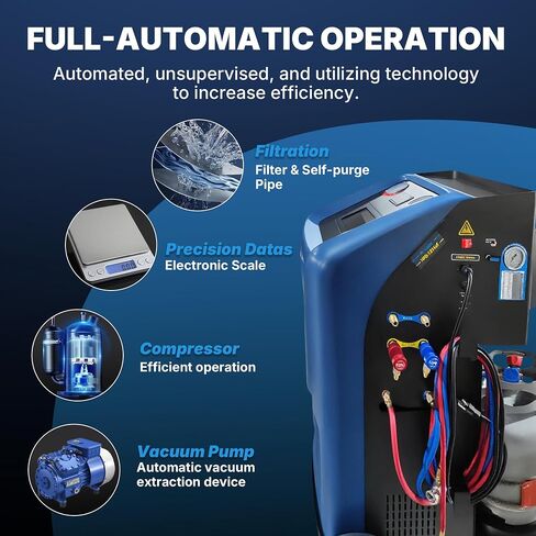 LAUCO Cool Air Duo-AC PRO – محطة استعادة وإعادة شحن تكييف الهواء الاحترافية للسيارات | ماكينة خدمة التبريد المزدوجة الأوتوماتيكية بالكامل لـ R134a وHFO-1234yf مع شاشة تعمل باللمس مقاس 7 بوصة (Duo-AC PRO) in Kuwait