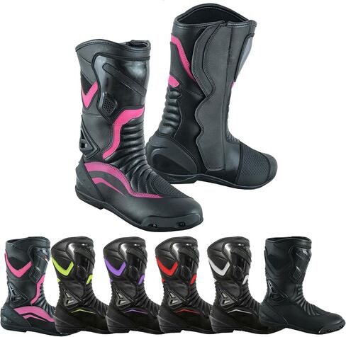 Women’s Motorcycle Boots CE Certified (EN 13634:2017) – Waterproof Genuine Leather Riding Shoes with YKK Zipper Sole Women Foot Protective Footwear in Saudi Arabia