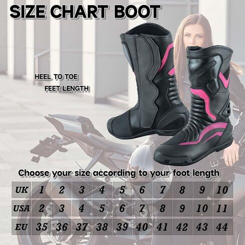 Women’s Motorcycle Boots CE Certified (EN 13634:2017) – Waterproof Genuine Leather Riding Shoes with YKK Zipper Sole Women Foot Protective Footwear in Saudi Arabia