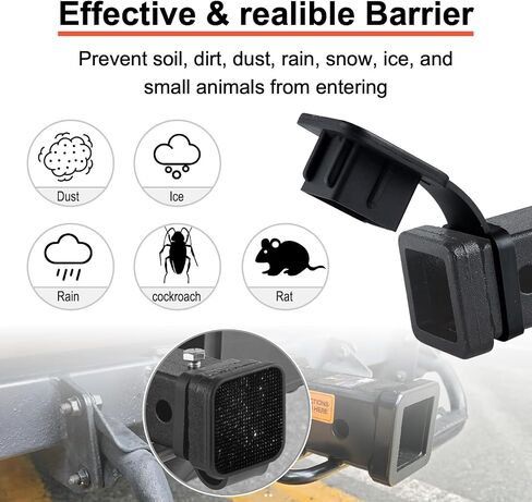 غطاء عقبة 2 بوصة للشاحنات وسيارات الدفع الرباعي وسيارات الدفع الرباعي - قابس متين متين للمطاط مع تصميم الديكور الماسي - يناسب فورد ، تويوتا ، تشيفي (أسود) in Kuwait