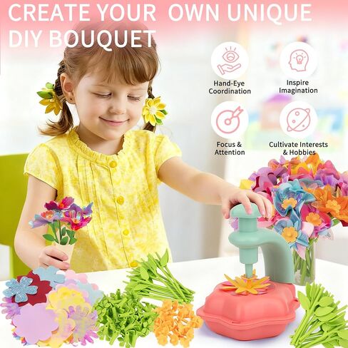 Fabric Flower Bouquets Toys - Kids DIY Arts and Crafts Kit,Creative Birthday Gifts for Girls Ages 4 5 6 7 8+ Build Your Own Flowers,Preschool Education Activities & Entertainment Flower Toys (Purple) in Saudi Arabia