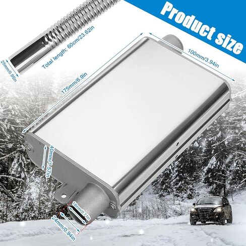 AQQHSAIN Parking Heater Muffler with 60cm Exhaust Hose for Generator,Upgraded Car Exhaust Pipe Silencer Car Exhaust Pipe with 2 Clamps and Screws Auto Parking Auxiliary Heater Accessories (60 CM) in Kuwait