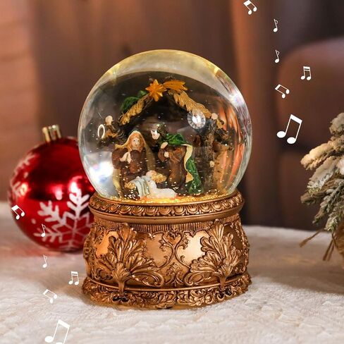 عيد الميلاد الثلج الكرات الموسيقية المهد - مشهد المهد الثلج غلوب المقتنيات عيد الميلاد الثلج كرات الكرات الذهب لطيف الثلج الكرة الأرضية للنساء هدية عيد ميلاد ديكور عيد الميلاد 2024 جديد in Kuwait