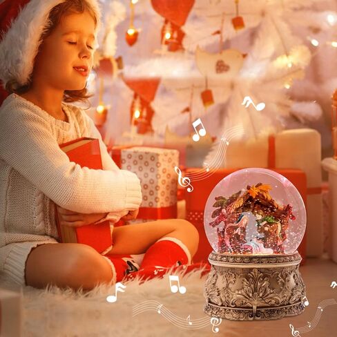 عيد الميلاد الثلج الكرات الموسيقية المهد - مشهد المهد الثلج غلوب المقتنيات عيد الميلاد الثلج كرات الكرات الذهب لطيف الثلج الكرة الأرضية للنساء هدية عيد ميلاد ديكور عيد الميلاد 2024 جديد in Kuwait