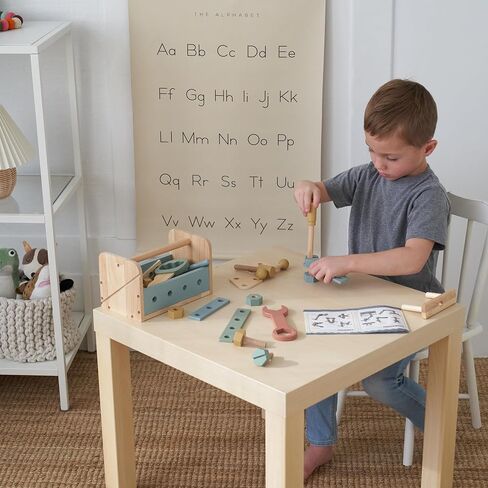 Stylish Wooden Tool Set for Toddlers - Durable Montessori Tool Box Kit with Hammer for Boys & Girls 2-5 Years - Fun Christmas Toy Gift for Kids with 30+ Safe Tools for Creative Play in Saudi Arabia