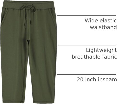 Weintee Women's Knit Sweatpants Capri Pants with Pockets in Kuwait