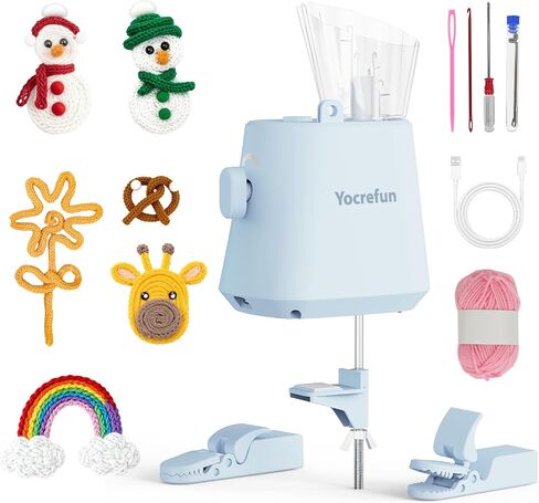 آلة حياكة I-Cord الأوتوماتيكية من Yocrefun، أداة صانع iCord الكهربائية، آلة كروشيه i-Cord Knitter، ماكينة غزل بدون استخدام اليدين لمشاريع حياكة الكروشيه السريعة DIY (وردي) in Kuwait