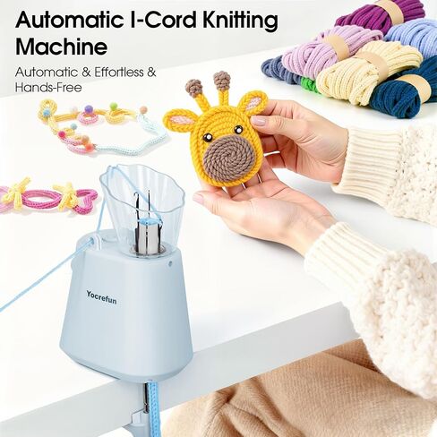 آلة حياكة I-Cord الأوتوماتيكية من Yocrefun، أداة صانع iCord الكهربائية، آلة كروشيه i-Cord Knitter، ماكينة غزل بدون استخدام اليدين لمشاريع حياكة الكروشيه السريعة DIY (وردي) in Kuwait