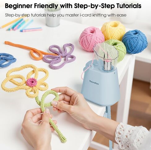آلة حياكة I-Cord الأوتوماتيكية من Yocrefun، أداة صانع iCord الكهربائية، آلة كروشيه i-Cord Knitter، ماكينة غزل بدون استخدام اليدين لمشاريع حياكة الكروشيه السريعة DIY (وردي) in Kuwait
