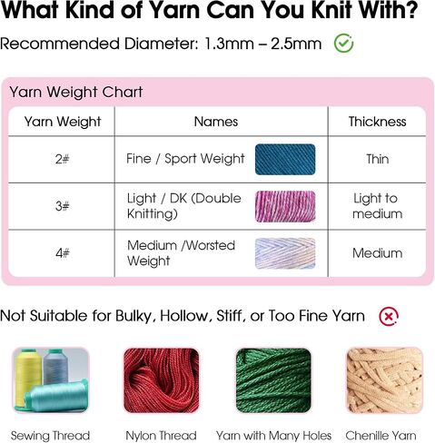 آلة حياكة I-Cord الأوتوماتيكية من Yocrefun، أداة صانع iCord الكهربائية، آلة كروشيه i-Cord Knitter، ماكينة غزل بدون استخدام اليدين لمشاريع حياكة الكروشيه السريعة DIY (وردي) in Kuwait