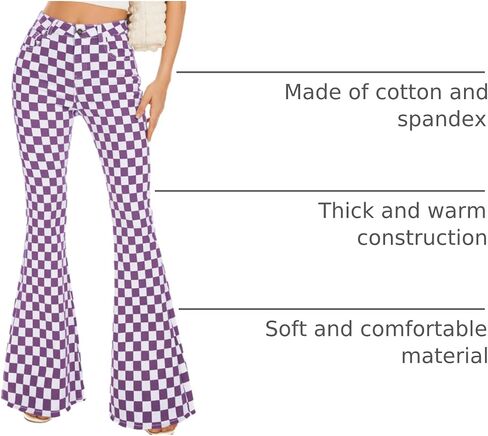 Bell Bottom Jeans for Women High Waisted Stretch Plaid Flare Jeans Denim Bootcut Pants in Saudi Arabia