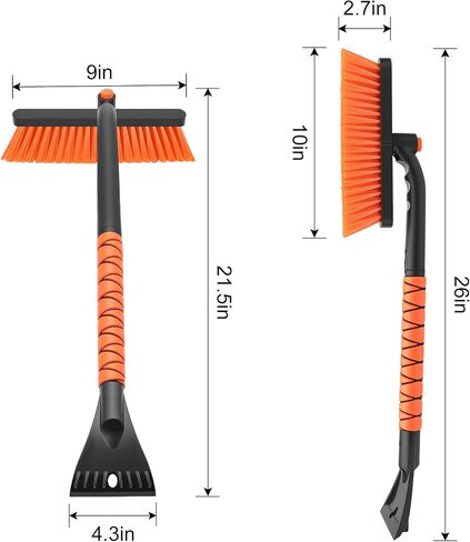 nacena Snow Brush and Ice Scrapers for Car Windshield, Detachable Snow Remover for Cars EVA Foam Grip and Rotatable Brush Head Snow Scraper for Car Trucks SUV, Winter Cars Accessories (Orange) in Kuwait