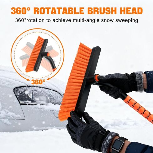 nacena Snow Brush and Ice Scrapers for Car Windshield, Detachable Snow Remover for Cars EVA Foam Grip and Rotatable Brush Head Snow Scraper for Car Trucks SUV, Winter Cars Accessories (Orange) in Kuwait