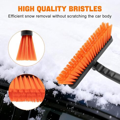 nacena Snow Brush and Ice Scrapers for Car Windshield, Detachable Snow Remover for Cars EVA Foam Grip and Rotatable Brush Head Snow Scraper for Car Trucks SUV, Winter Cars Accessories (Orange) in Kuwait