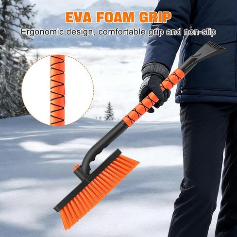 nacena Snow Brush and Ice Scrapers for Car Windshield, Detachable Snow Remover for Cars EVA Foam Grip and Rotatable Brush Head Snow Scraper for Car Trucks SUV, Winter Cars Accessories (Orange) in Kuwait