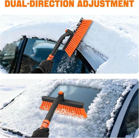 nacena Snow Brush and Ice Scrapers for Car Windshield, Detachable Snow Remover for Cars EVA Foam Grip and Rotatable Brush Head Snow Scraper for Car Trucks SUV, Winter Cars Accessories (Orange) in Kuwait
